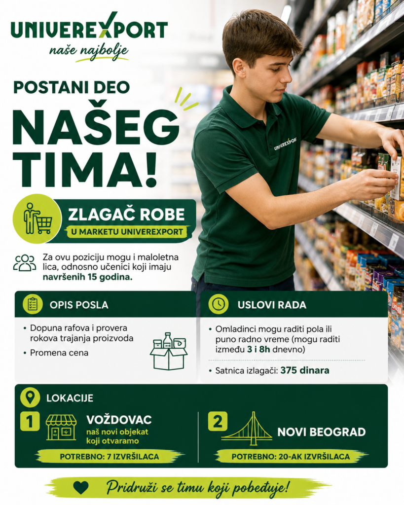 Izlagač robe u marketu Univerexport